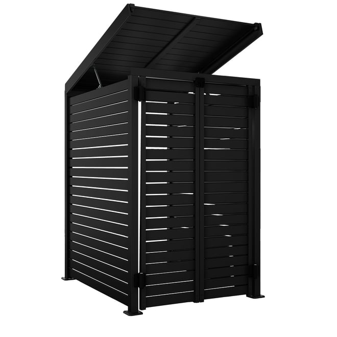 Slat Pool Pump Cover 1200 x 1489 x 982mm Gun Metal Grey Double Door With Lid