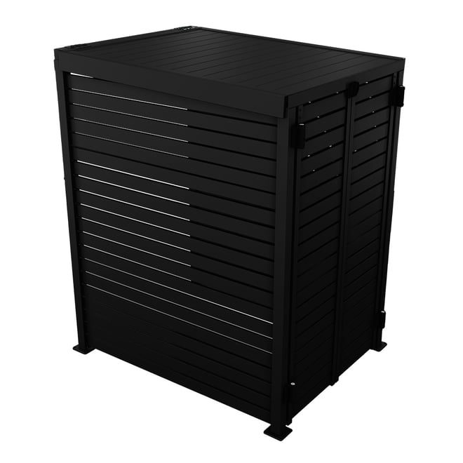 Slat Pool Pump Cover 1200 x 1489 x 982mm Gun Metal Grey Double Door With Lid