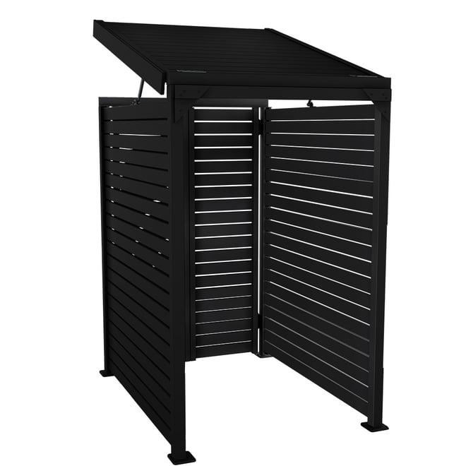 Slat Pool Pump Cover 1200 x 1489 x 982mm Gun Metal Grey Double Door With Lid