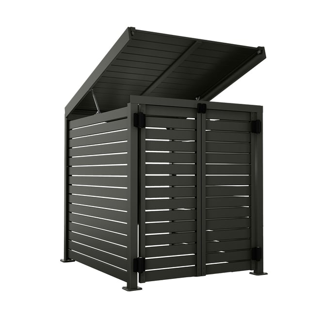 Slat Pool Pump Cover 1200 x 1134 x 982mm Slate Grey Double Door With Lid