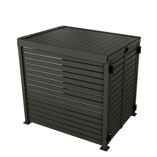 Slat Pool Pump Cover 1200 x 1134 x 982mm Slate Grey Double Door With Lid
