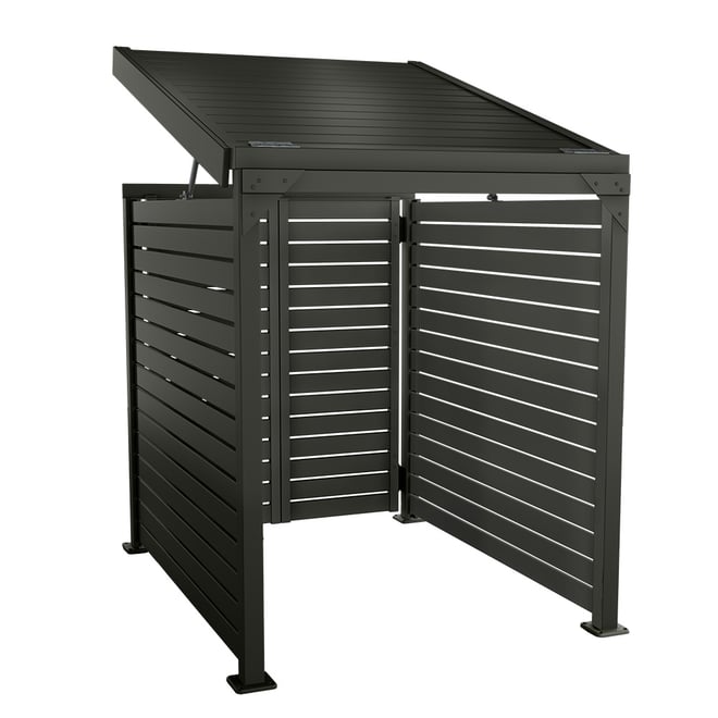 Slat Pool Pump Cover 1200 x 1134 x 982mm Slate Grey Double Door With Lid