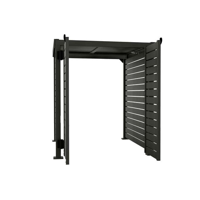 Slat Pool Pump Cover 1200 x 1134 x 982mm Slate Grey Double Door With Lid