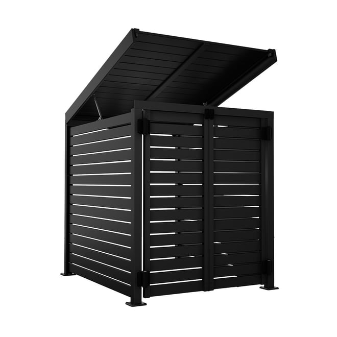 Slat Pool Pump Cover 1200 x 1134 x 982mm Gun Metal Grey Double Door With Lid
