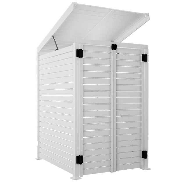 Slat Pool Pump Cover 1200 x 1489 x 982mm Off White Double Door With Lid