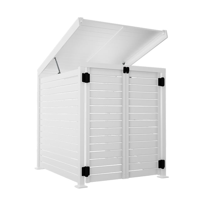 Slat Pool Pump Cover 1200 x 1134 x 982mm White Double Door With Lid