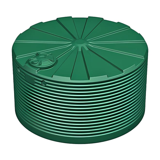 Corrugated Squat Poly Water Tank 9000L Gull Grey