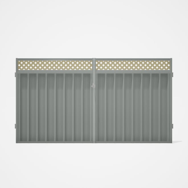 Good Neighbour® Superdek® Screen Top Double Gate Premium .35 BMT 1.8m High Sheet: Gull Grey, Frame: 