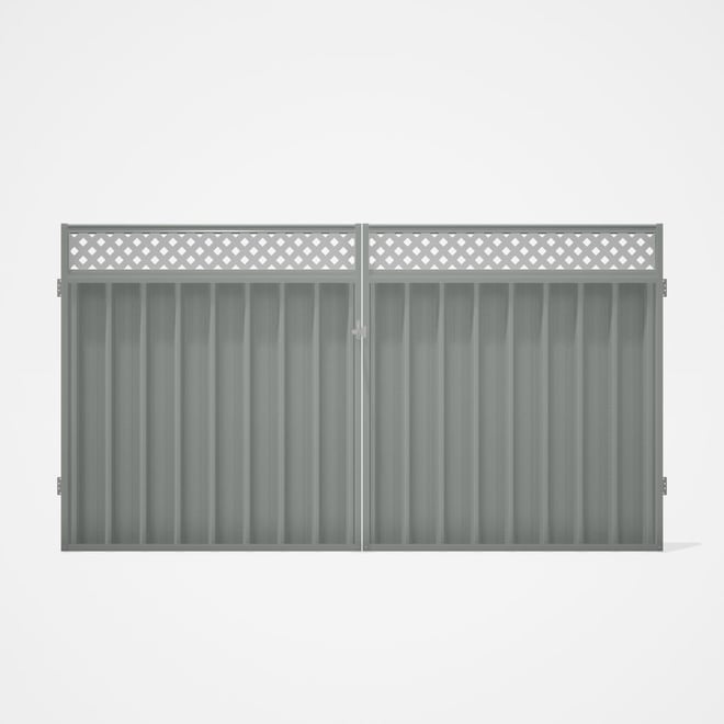 Good Neighbour® Superdek® Screen Top Double Gate Premium .35 BMT 1.8m High Sheet: Gull Grey, Frame: 