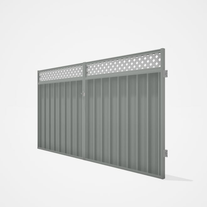 Good Neighbour® Superdek® Screen Top Double Gate Premium .35 BMT 1.8m High Sheet: Gull Grey, Frame: 
