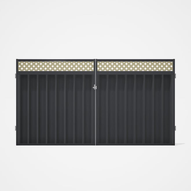 Good Neighbour® Superdek® Screen Top Double Gate Premium .35 BMT 1.8m High Sheet: Granite, Frame: Gr
