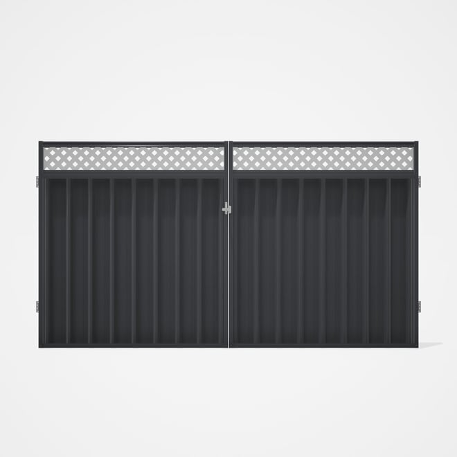 Good Neighbour® Superdek® Screen Top Double Gate Premium .35 BMT 1.8m High Sheet: Granite, Frame: Gr