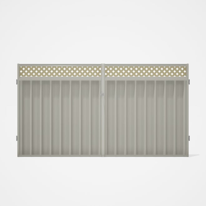 Good Neighbour® Superdek® Screen Top Double Gate Premium .35 BMT 1.8m High Sheet: Off White, Frame: 