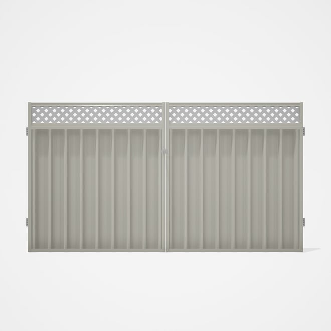 Good Neighbour® Superdek® Screen Top Double Gate Premium .35 BMT 1.8m High Sheet: Off White, Frame: 