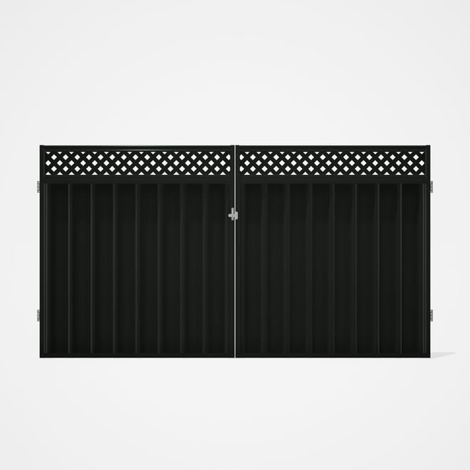 Good Neighbour® Superdek® Screen Top Double Gate Premium .35 BMT 1.8m High Sheet: Slate Grey, Frame: