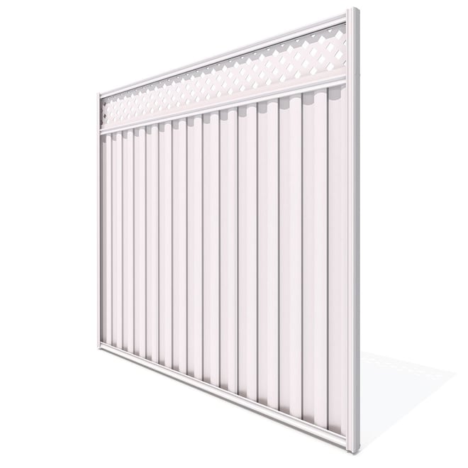 Good Neighbour® Lattice Screen Top Wavelok® Panel Premium .35 BMT 1.8m High Sheet: Merino, Frame: Mi