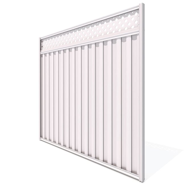 Good Neighbour® Lattice Screen Top Wavelok® Panel Premium .35 BMT 2.4m High Sheet: Gull Grey, Frame: