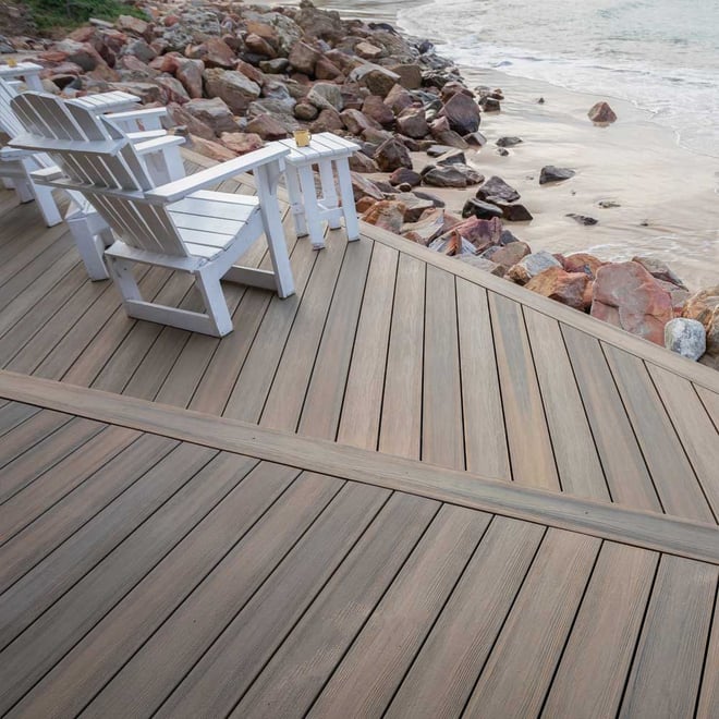 Eva-Last Infinity Composite Decking Board Grooved Swiss Oak 5450mm
