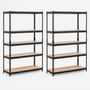 Boltless Black 5 Shelf Unit 1830 x 1200 x 400mm Kit Bundle of 2