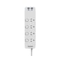 Jackson 4-Outlet Powerboard Switched, Surge Protection and Rapid USB - White