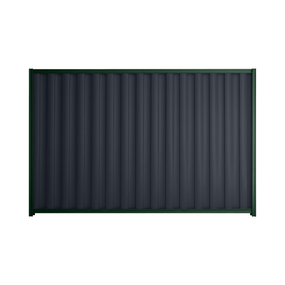 Good Neighbour® Wavelok® 1800mm High Fence Panel Sheet: Dark Stone Post/Track: Caulfield Green