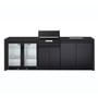 CROSSRAY eXtreme Electric Black Outdoor Kitchen With Double Cabinets, Sink And Double Door Fridge