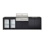 CROSSRAY Premium 4 Burner Gas Outdoor Kitchen With Double Cabinets, Sink And Double Fridge In Black