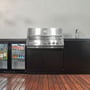 CROSSRAY Premium Xplor 4 Burner Gas Outdoor Kitchen With Double Door Fridge In Black