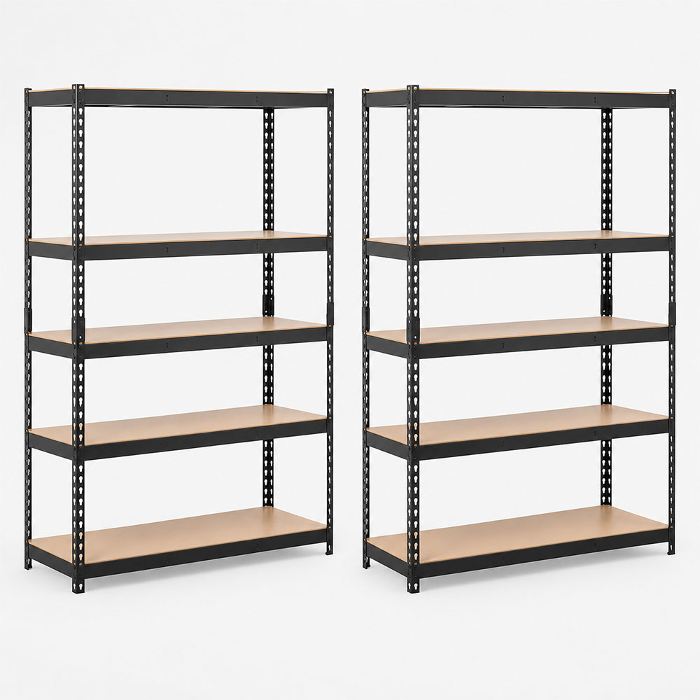 Boltless Black 5 Shelf Unit 1830 x 1200 x 400mm Kit Bundle of 2