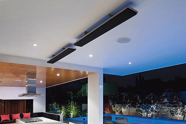 outdoor strip heaters under a patio