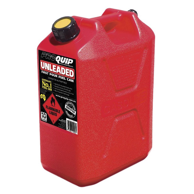 Pro Quip Red Plastic Unleaded Fuel Can 10 Litres