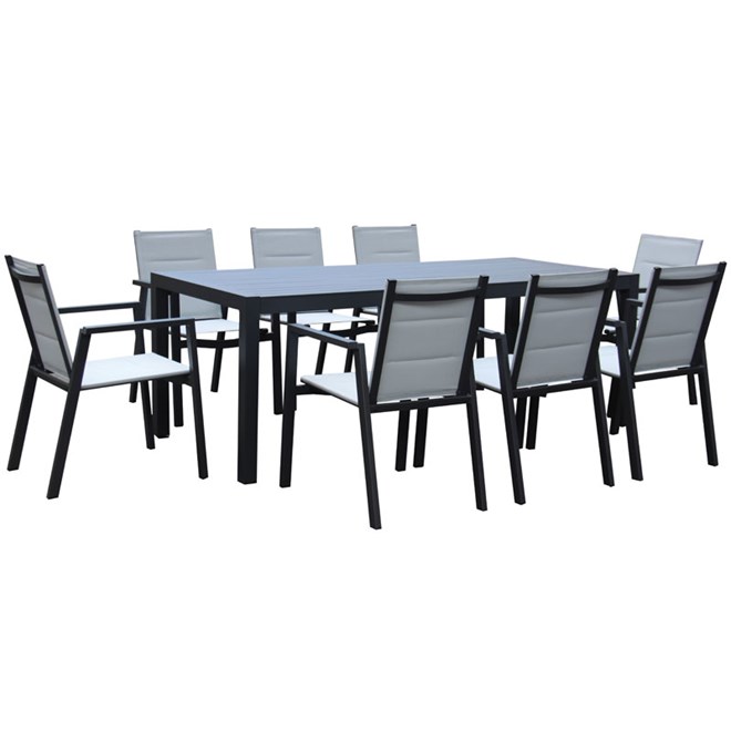 Madrid 9 Piece Aluminium Slat Dining Setting