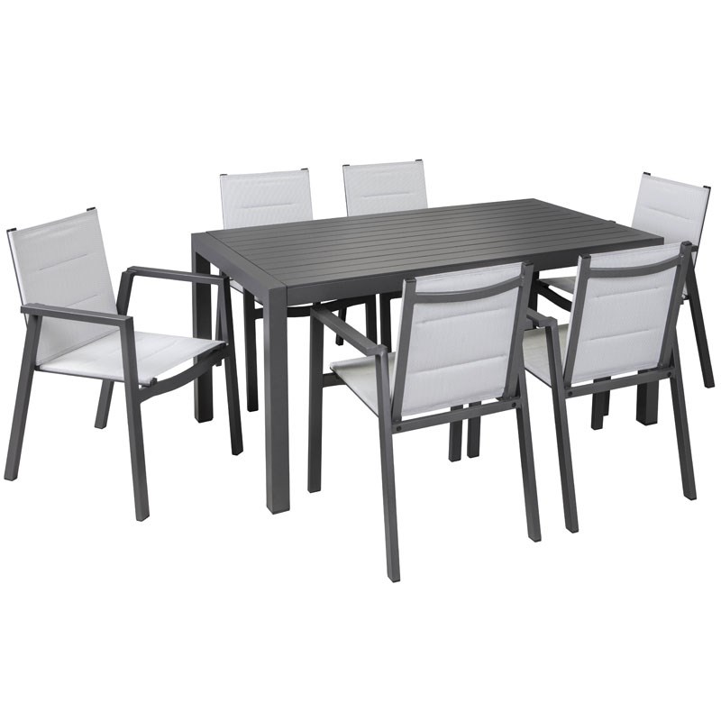 Madrid 7 Piece Dining Setting With Sling Chairs And Slat Table