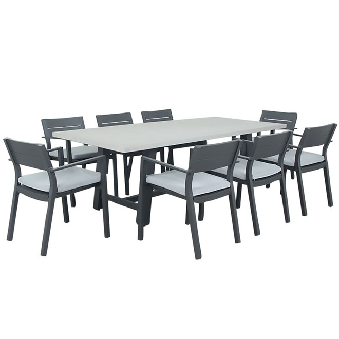 Madrid 9 Piece Cement Table Dining Setting