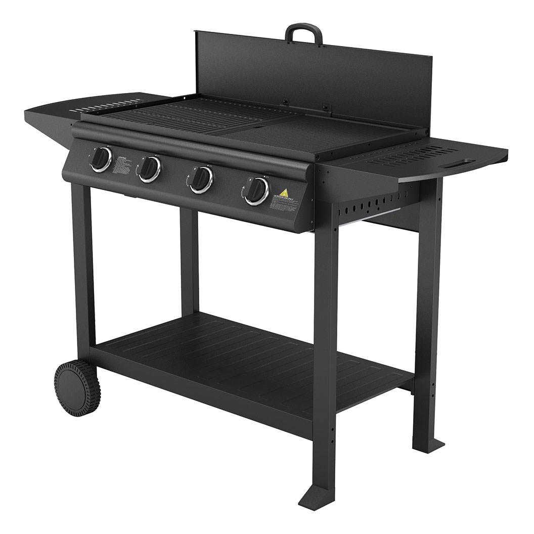 4 Burner Flat Top BBQ And Trolley