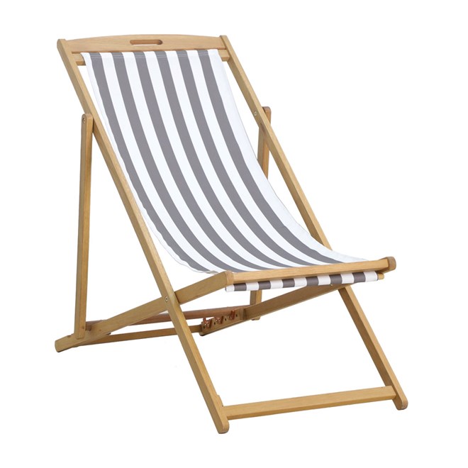 Grey & White Striped Deck Chair