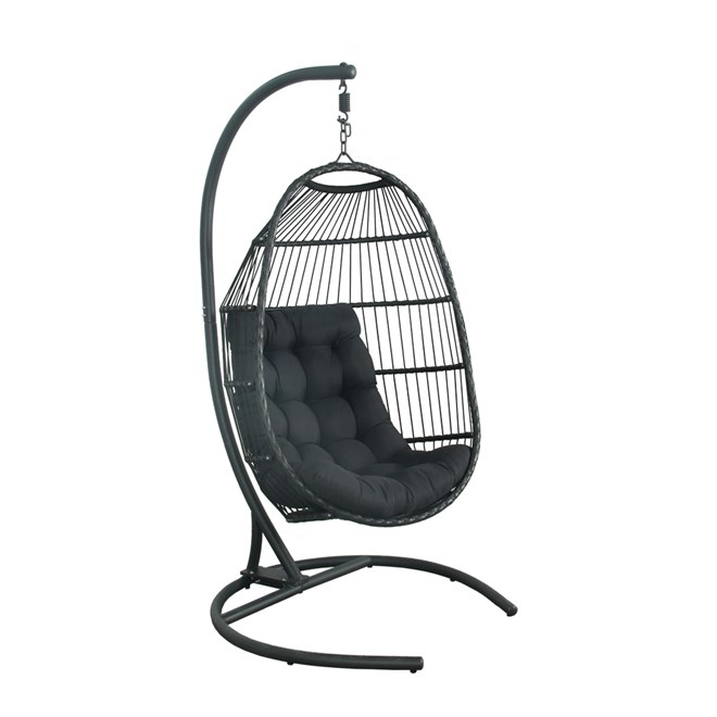 Black Wicker Oval Egg Chair