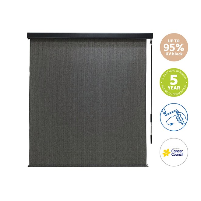 Coolaroo Premium Outdoor Blind with Pelmet Charcoal 1.8 x 2.4m