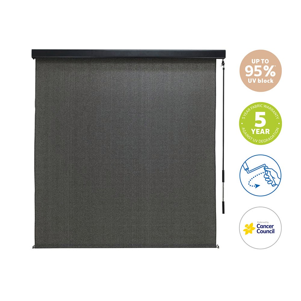 Coolaroo Premium Outdoor Blind with Pelmet Charcoal 2.1 x 2.4m