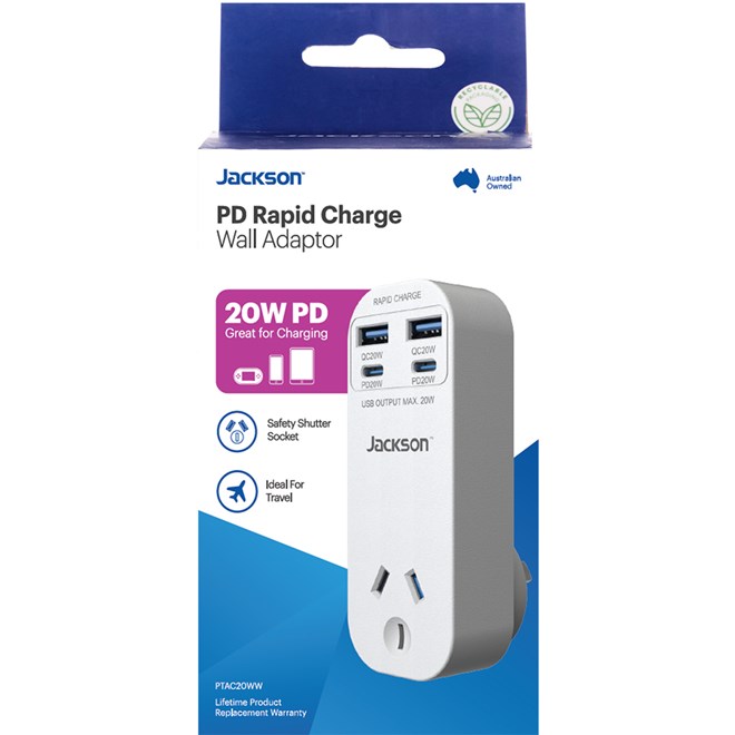 Jackson Wall Adaptor Rapid USB - White