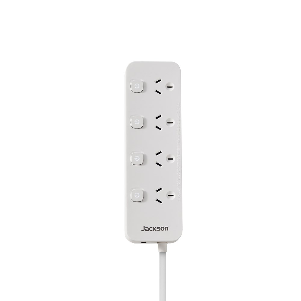 Jackson 4 Outlet Switched Powerboard Surge Protection - White
