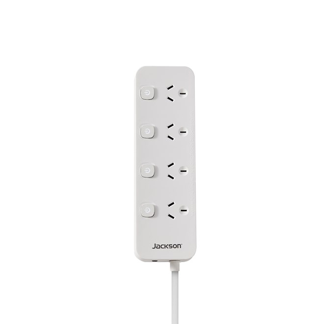 Jackson 4 Outlet Switched Powerboard Surge Protection - White