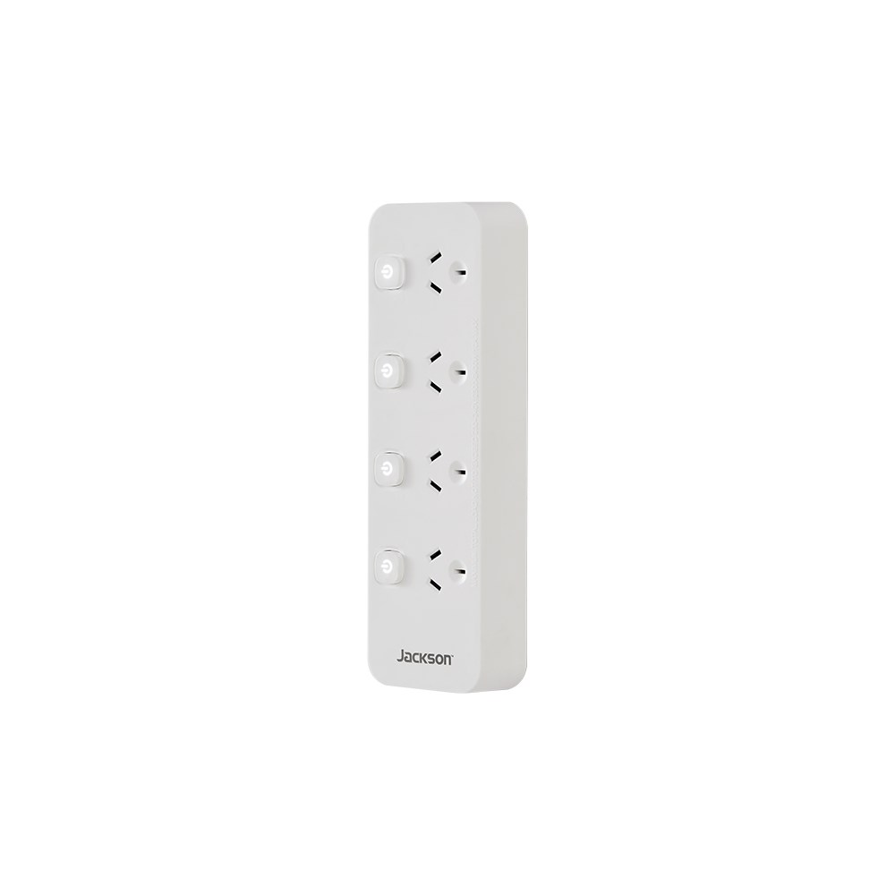 Jackson 4 Outlet Switched Powerboard Surge Protection - White