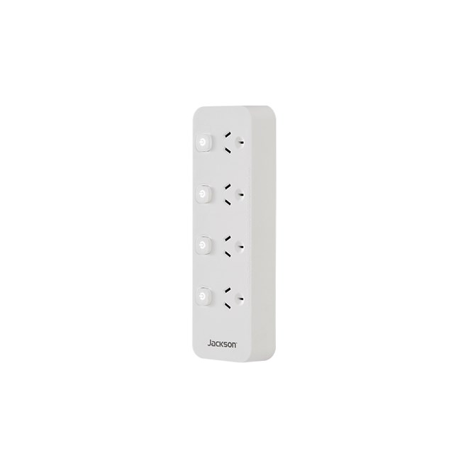 Jackson 4 Outlet Switched Powerboard Surge Protection - White
