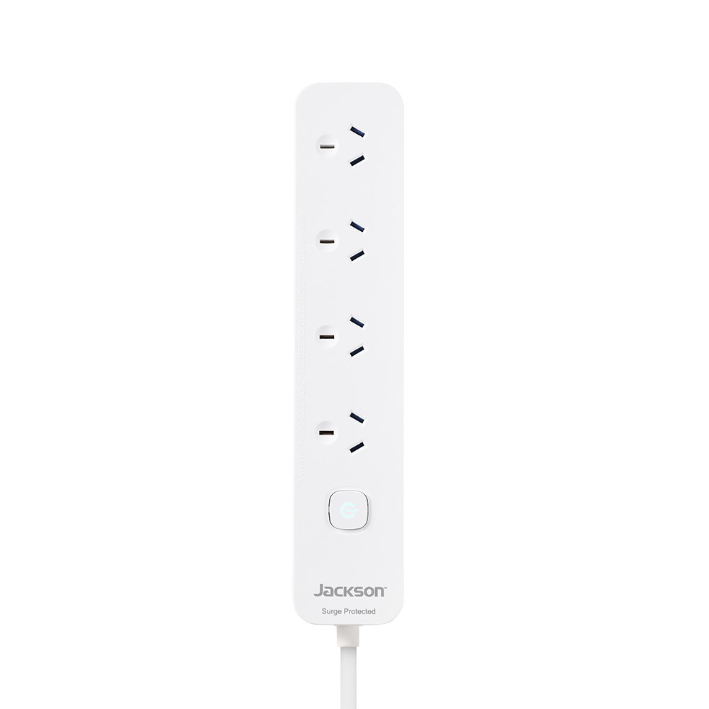 Jackson 4-Outlet Powerboard with Surge Protection 3m - White