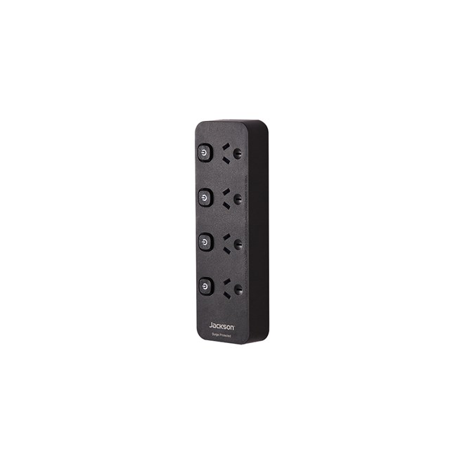 Jackson 4-Outlet Powerboard Switched with Surge Protection - Black