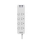 Jackson 4-Outlet Powerboard Switched, Surge Protection and Rapid USB - White