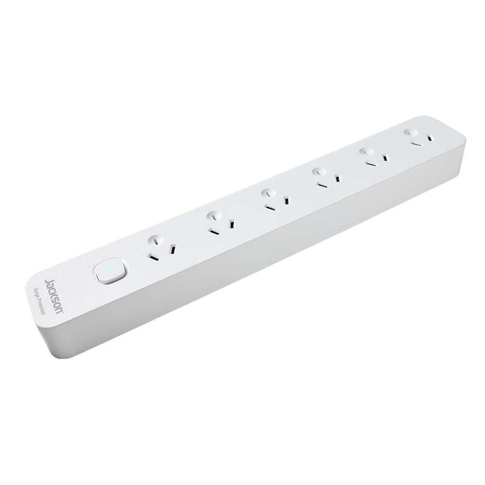 Jackson 6-Outlet Powerboard with Surge Protection - White