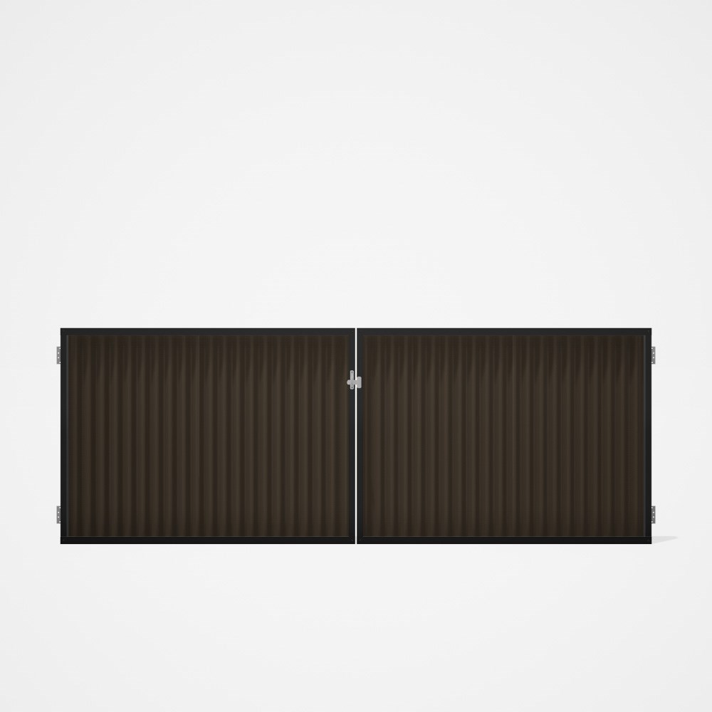 Good Neighbour® CGI Gate Premium .35 BMT Double 1.2m High Sheet: Banyan Brown, Frame: Ebony