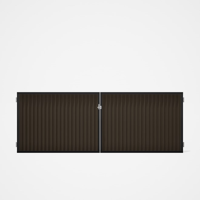 Good Neighbour® CGI Gate Premium .35 BMT Double 1.2m High Sheet: Banyan Brown, Frame: Ebony